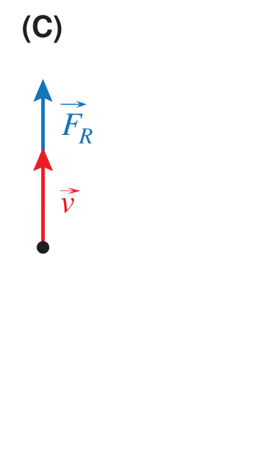 Diagrama (C): vetor v e vetor FR ambos para cima, mesmo sentido