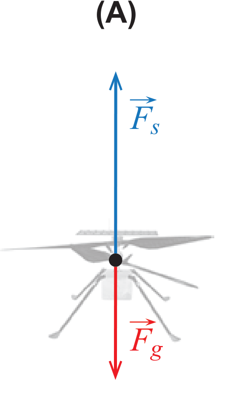 Diagrama (A): força de sustentação claramente mais comprida do que a força gravítica