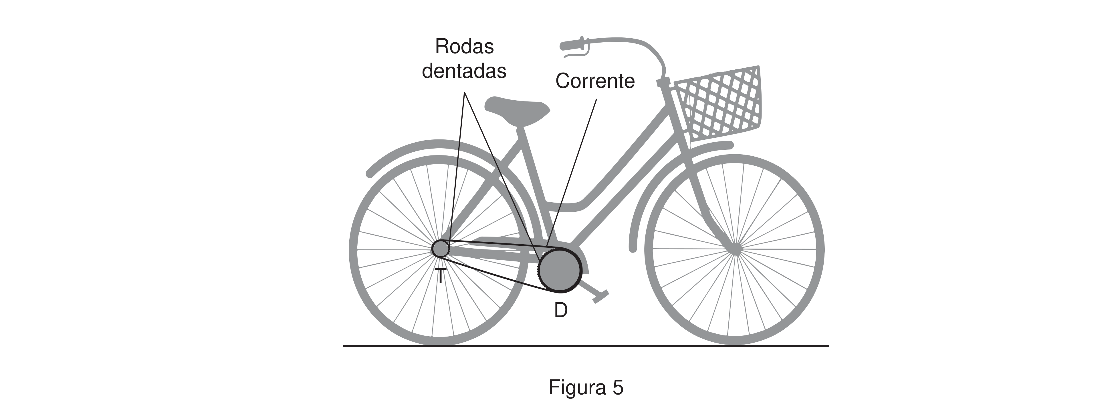 Figura 5: bicicleta com a roda dentada dianteira D ligada à roda dentada traseira T pela corrente